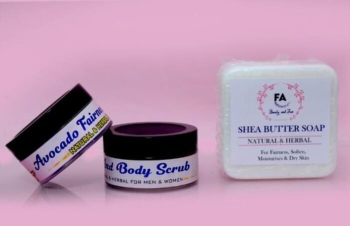 FA Medium Avocado Night Cream + Medium Face & Body Scrub + Shea Butter Soap Combo - Image 1